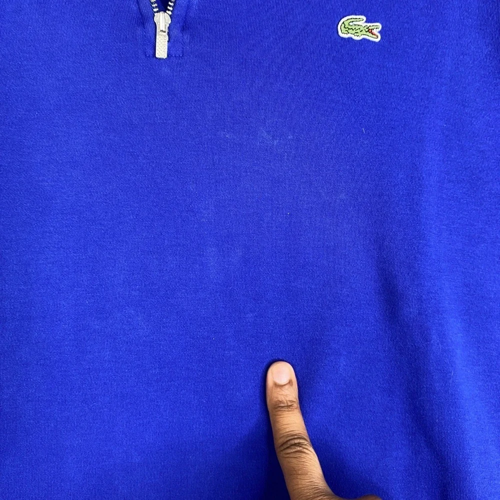 Lacoste Mens Quarter Zip Pullover Sweatshirt Blue Size 5 Large Crocodile Logo - Picture 6 of 9
